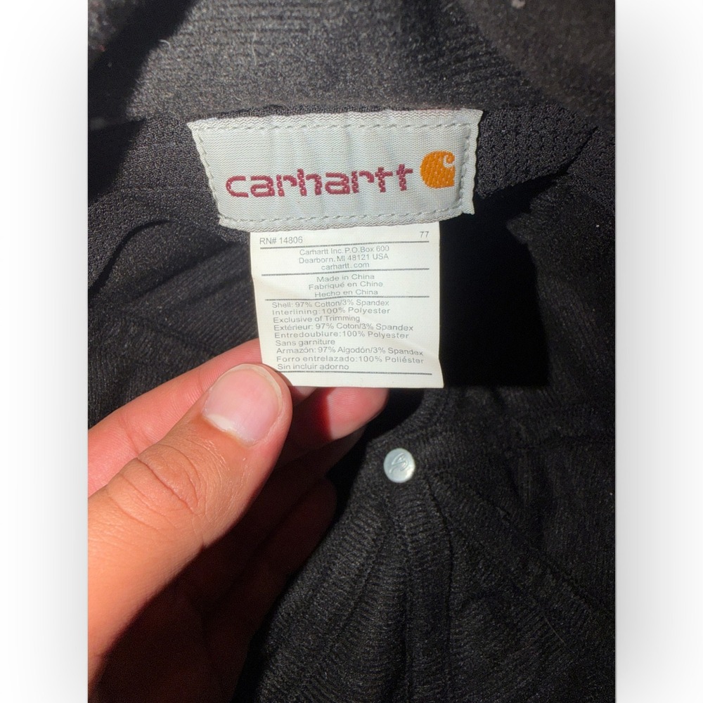 Carhartt Vintage Black Canvas Ear Flap Hat Mens Stretch Fit Workwear Cap RN14806 - Picture 6 of 6